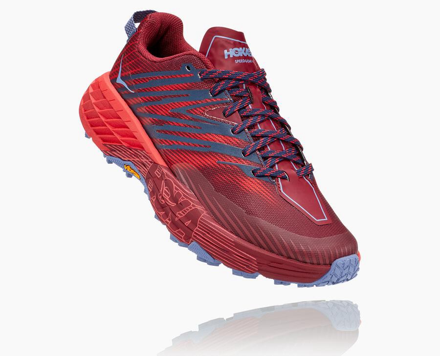 Hoka One One Speedgoat 4 Trailskor Dam - Röda - OXVFY-4058